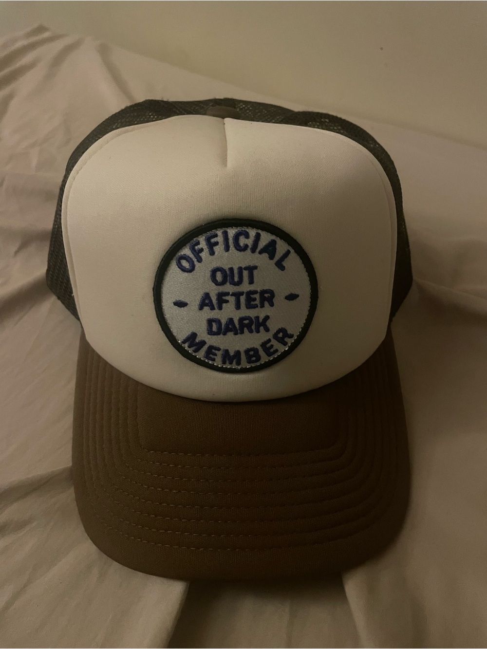 Brixton "Official Out After Dark Member" Trucker Hat - Brown/White